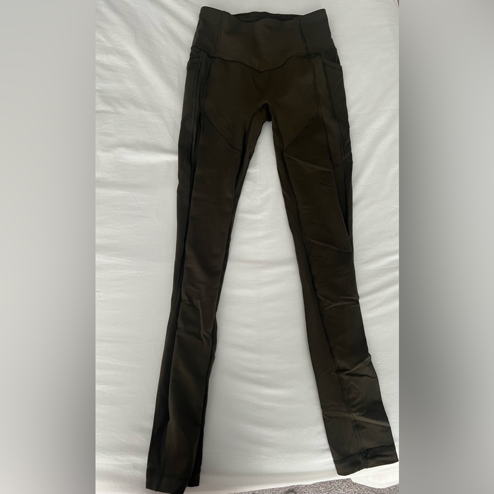Dark Olive Green Lululemon Leggings with Pockets Size 4